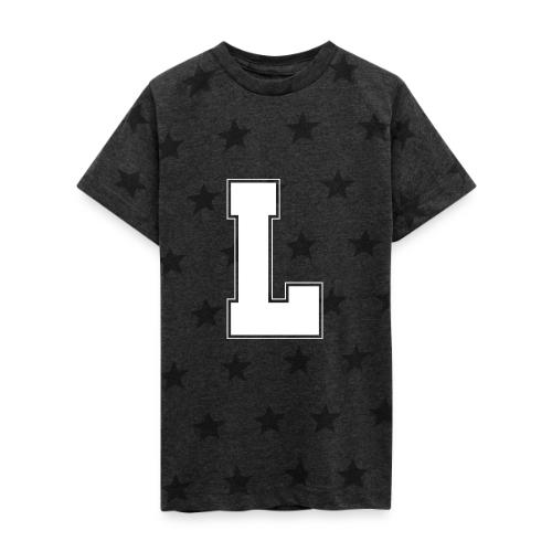 White Letter L – Varsity Alphabet Monogram - Kid's 5 Star Print T-Shirt