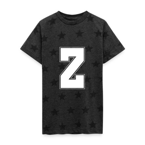 White Letter Z – Varsity Alphabet Monogram - Kid's 5 Star Print T-Shirt