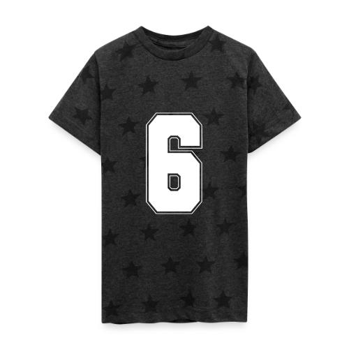 White Number 6 – Varsity Font - Kid's 5 Star Print T-Shirt