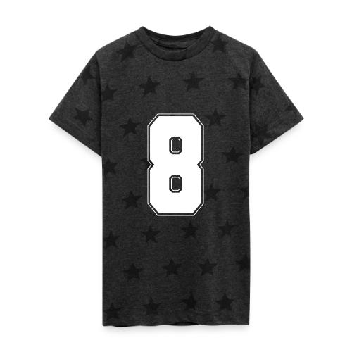 White Number 8 – Varsity Font - Kid's 5 Star Print T-Shirt