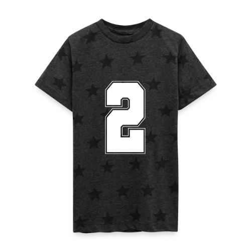 White Number 2 – Varsity Font - Kid's 5 Star Print T-Shirt