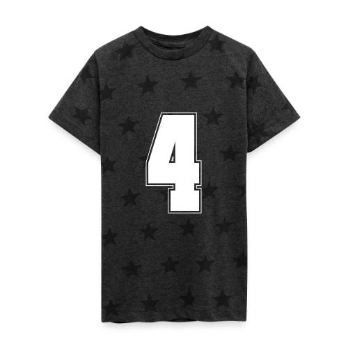 White Number 4 – Varsity Font - Kid's 5 Star Print T-Shirt
