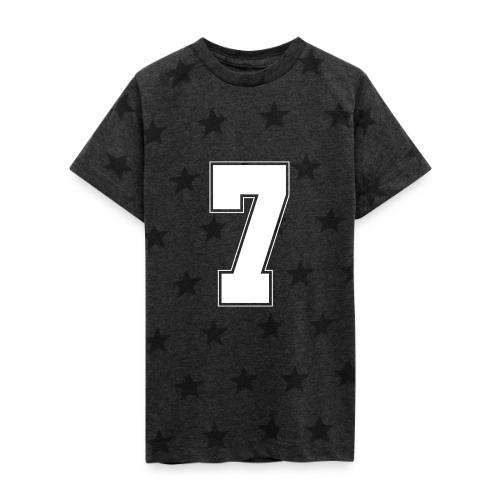 White Number 7 – Varsity Font - Kid's 5 Star Print T-Shirt