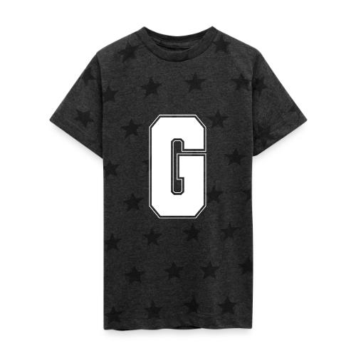 White Letter G – Varsity Alphabet Monogram - Kid's 5 Star Print T-Shirt
