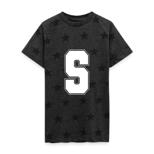 White Letter S – Varsity Alphabet Monogram - Kid's 5 Star Print T-Shirt