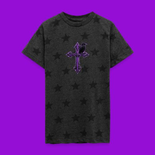 Gothix Raven Cross - Kid's 5 Star Print T-Shirt