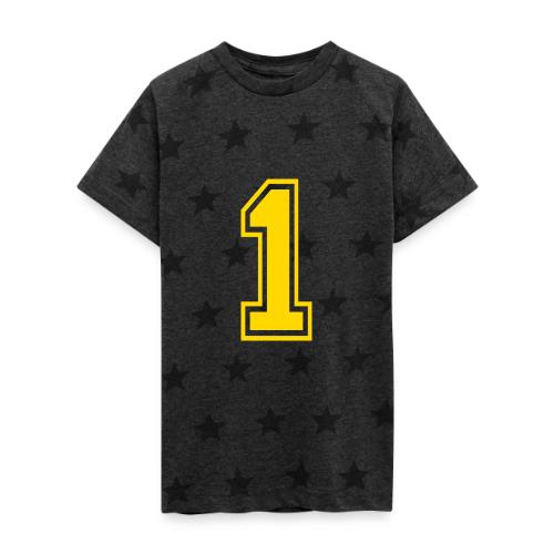Number 1 in a classic athletic collegiate font - Kid's 5 Star Print T-Shirt