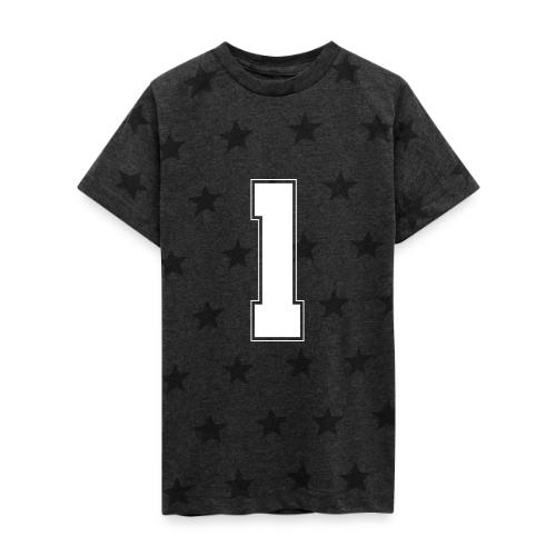 White Number 1 – Varsity Font - Kid's 5 Star Print T-Shirt