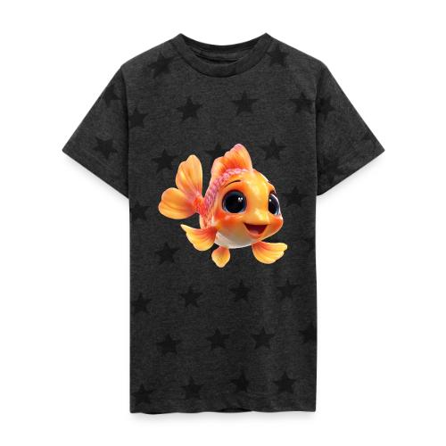 Cheerful 3D Orange Baby Fish - Kid's 5 Star Print T-Shirt
