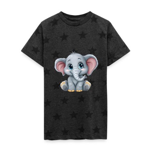 Sweet Cartoon Baby Elephant with Big Eyes - Kid's 5 Star Print T-Shirt