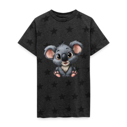 Joyful Cartoon Baby Koala with Big Eyes - Kid's 5 Star Print T-Shirt