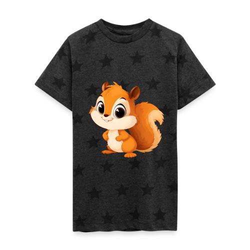 Playful Cartoon Squirrel with Big Innocent Eyes - Kid's 5 Star Print T-Shirt