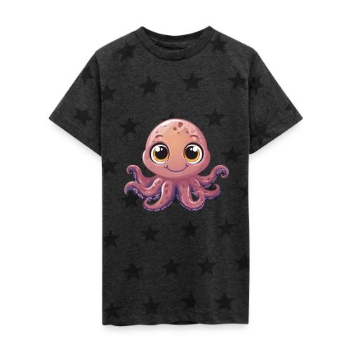 Cute Cartoon Baby Octopus with Big Eyes - Kid's 5 Star Print T-Shirt