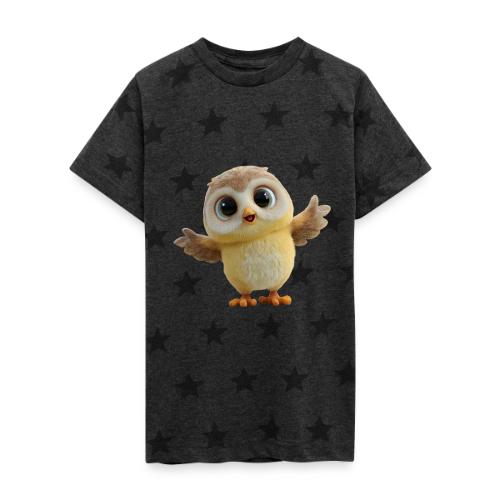 Cute Cartoon Baby Owl with Wings Open - Kid's 5 Star Print T-Shirt
