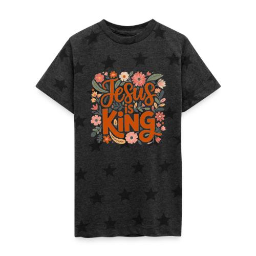 Jesus Is King – Floral Christian Typography Design - Kid's 5 Star Print T-Shirt