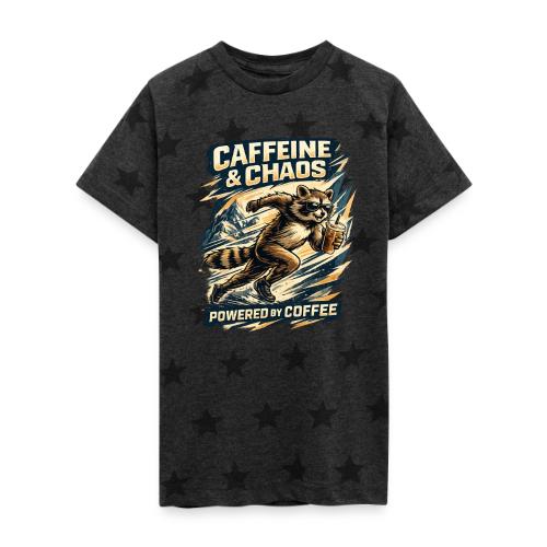 Funny Caffeine Chaos Raccoon Coffee Lover Morning - Kid's 5 Star Print T-Shirt