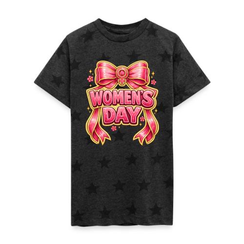 Cute Pink Bow Women’s Day Feminist Symbol - Kid's 5 Star Print T-Shirt