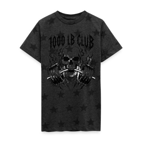 1000 LB Club Skull Barbell Powerlif - Kid's 5 Star Print T-Shirt