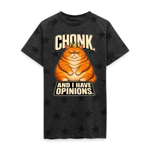 Chonk King Cat - Opinionated Kitty - Kid's 5 Star Print T-Shirt