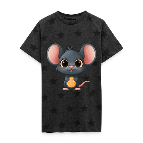 Joyful Cartoon Baby Mouse Smiling Brightly - Kid's 5 Star Print T-Shirt