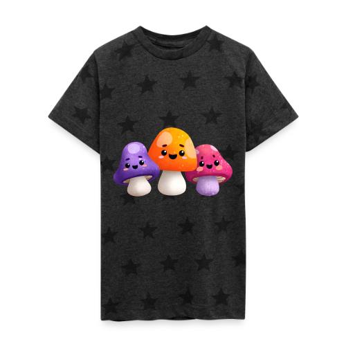 Colorful Mushroom Companions - Kid's 5 Star Print T-Shirt
