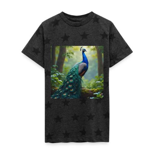 Majestic Peacock in Enchanted Forest - Kid's 5 Star Print T-Shirt