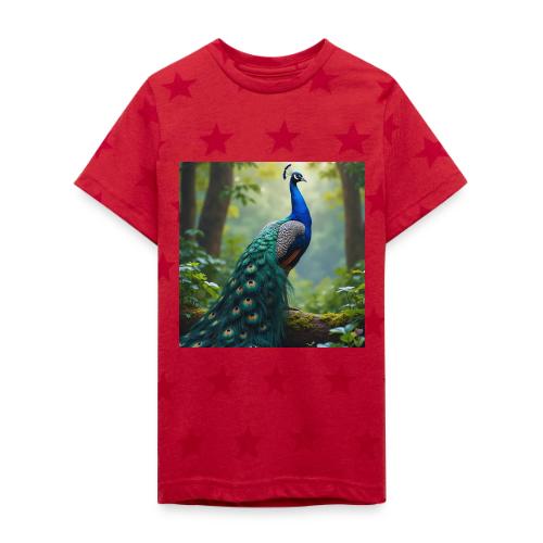 Majestic Peacock in Enchanted Forest - Kid's 5 Star Print T-Shirt