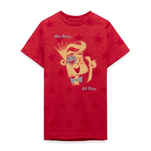 We Slay All Day Shiny Shirt Metallic Silver & Gold - Kid's 5 Star Print T-Shirt