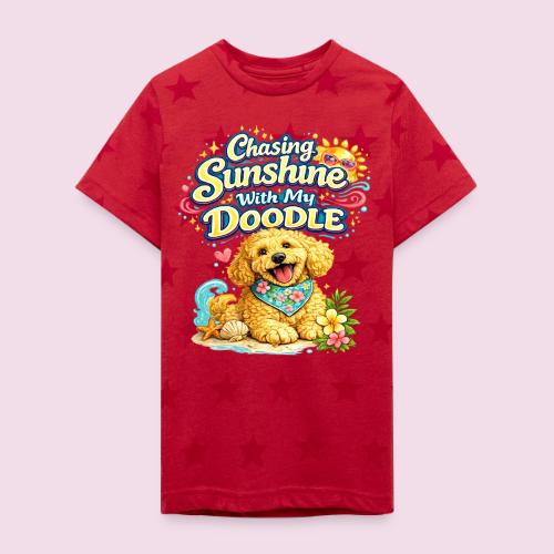 Chasing Sunshine With My Doodle - Kid's 5 Star Print T-Shirt