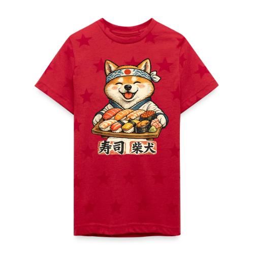 Funny Shiba Inu Sushi Kawaii Dog Tee - Kid's 5 Star Print T-Shirt
