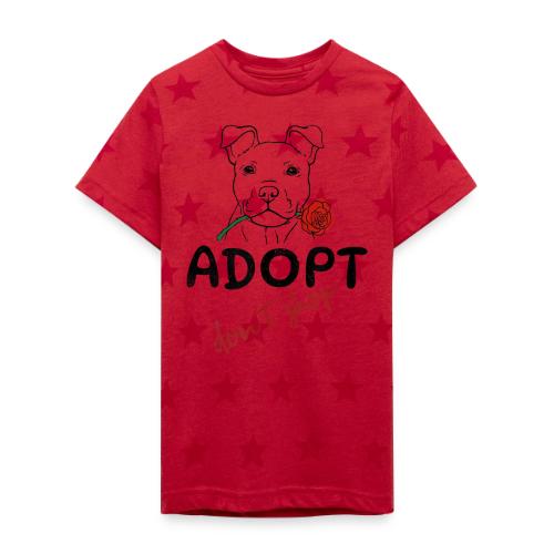 Retro Adopt Dont Shop Cute Puppy Rose Tee - Kid's 5 Star Print T-Shirt