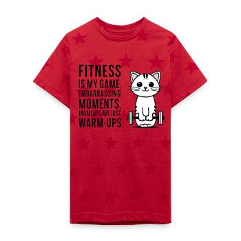 Fitness is my game, embarrassing moments later - Kid's 5 Star Print T-Shirt - red star - Front
