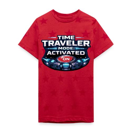 Time Traveler Mode – Futuristic Neon Sci-Fi Tee - Kid's 5 Star Print T-Shirt