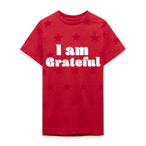 I Am Grateful Affirmation Quote Merch - Kid's 5 Star Print T-Shirt
