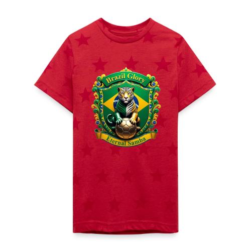 Brazil Jaguar Glory Tee, Brazilian Pride Gift - Kid's 5 Star Print T-Shirt