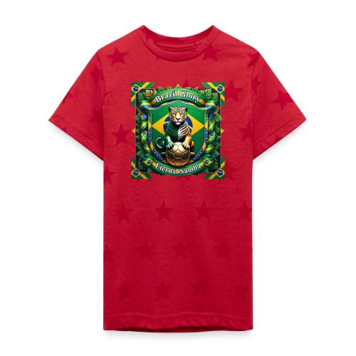 Brazil Jaguar Glory T-Shirt, Flag Pride Badge Gift - Kid's 5 Star Print T-Shirt