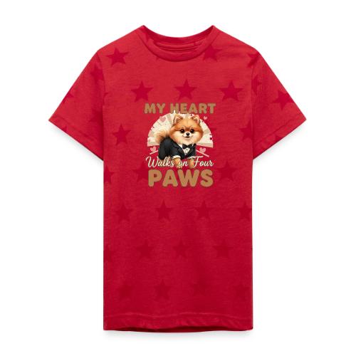 My Heart Walks on Four Paws – Pomeranian tee - Kid's 5 Star Print T-Shirt
