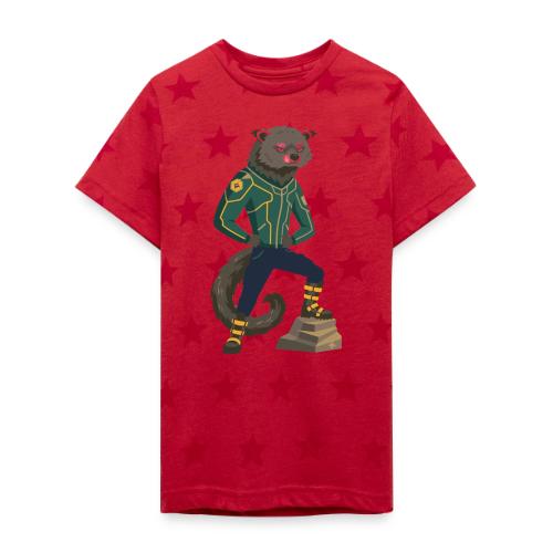 Raccoon Ranger in Neon Armor - Kid's 5 Star Print T-Shirt