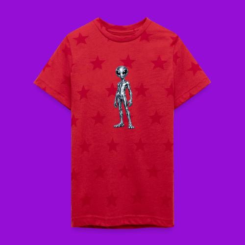 Silver Alien - Kid's 5 Star Print T-Shirt