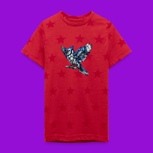 Silver Blue Jay Open Wing Perch - Kid's 5 Star Print T-Shirt
