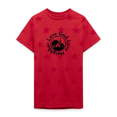BW Love God Love Neighbor Emblem - Kid's 5 Star Print T-Shirt