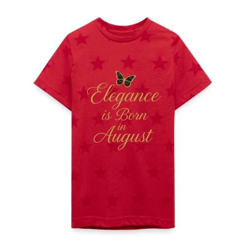 Elegance Is Born in August | Gold Butterfly - Kid's 5 Star Print T-Shirt