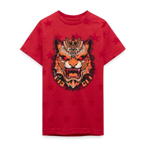 Tribal Demon Wolf Mask - Kid's 5 Star Print T-Shirt