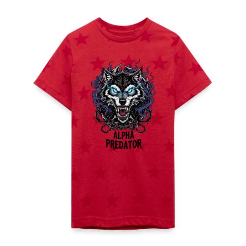 Alpha Predator Wolf Fierce Neon Eyes - Kid's 5 Star Print T-Shirt