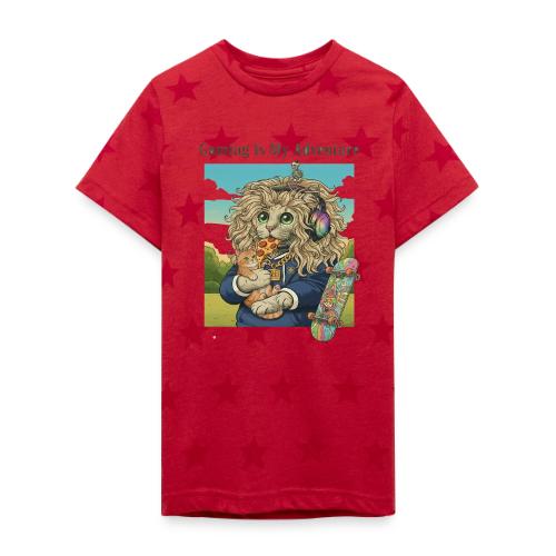 Gaming Cat Adventure: Pizza & Skates - Kid's 5 Star Print T-Shirt