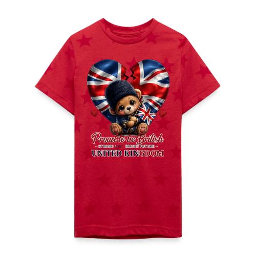 Proud to Be British Teddy Bear UK Patriot Gift - Kid's 5 Star Print T-Shirt