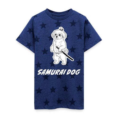 Samurai Maltese Katana Warrior Dog Tee - Kid's 5 Star Print T-Shirt