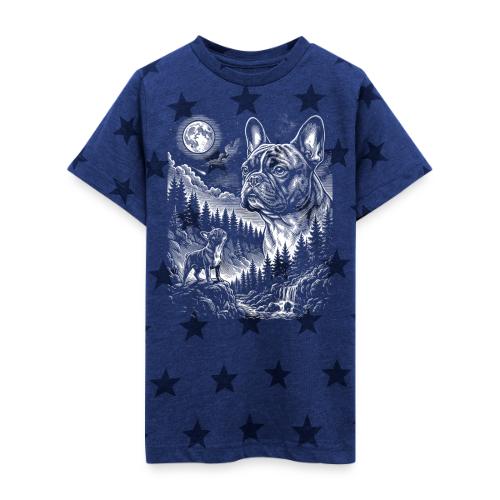 Vintage French Bulldog Moon Howling Tee - Kid's 5 Star Print T-Shirt