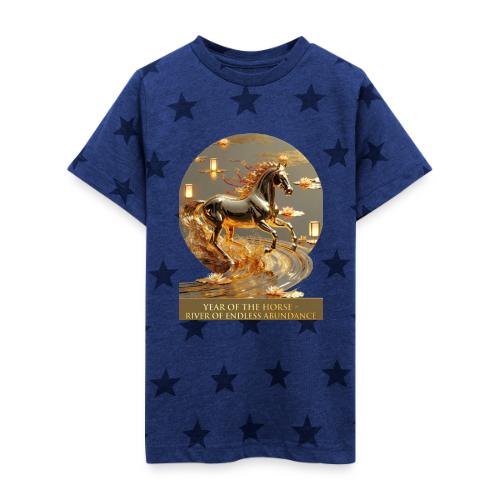 Year of the Horse Abundance T Shirt, Lunar NY Gift - Kid's 5 Star Print T-Shirt