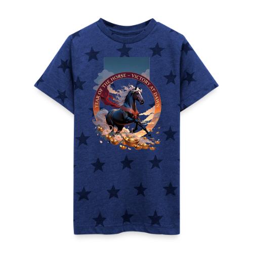 Year of the Horse Dawn T Shirt,Lunar New Year Gift - Kid's 5 Star Print T-Shirt